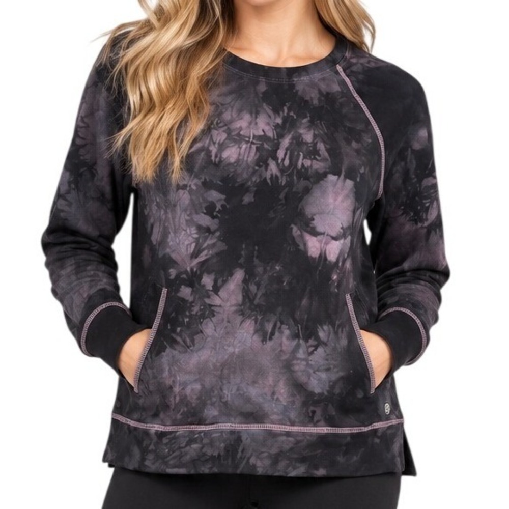 Lilly Pulitzer Luxletic Black Gray Pink Tie Dye Pullover Women's Small